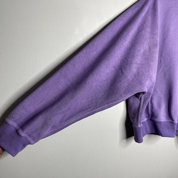 HERVE LEGER Dolman Sweatshirt Women Large Purple French Terry Cotton Crop Logo - Picture 6 of 16